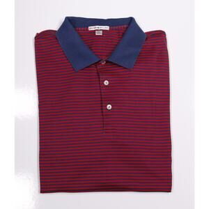 Peter Millar Blue Red Striped Cotton Golf Polo Shirt Men's XXL